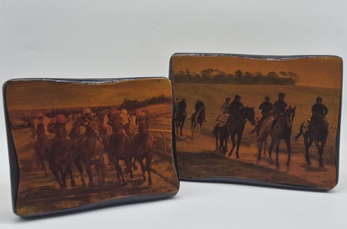 Antique pair horse racing wall - horse,