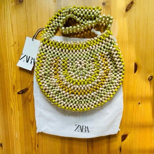 Zara green beaded handbag - green,