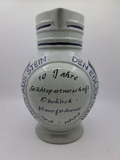 Vintage SML Westerwald German Stoneware Jug 1L Blue Grey Grapevine Relief