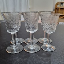 Antique etched cordial glasses