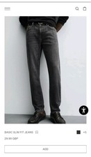 Zara Grey Basic Slim Fit Jeans