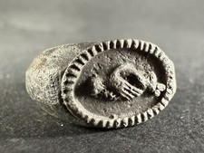 ANCIENT ROMAN EMPIRE SILVER WEDDING ENGAGEMENT CLASPED HANDS MARRIAGE RING