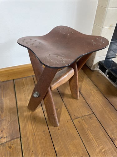 Vintage wooden milking stool - wooden,