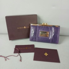 Patrick Cox Purple Leather Purse Boxed Colourful Patterned Lining New CP