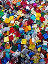 LEGO X300 Pack 1X1 Smooth Flat Tiles Joblot Round Square Moon Various Colours 