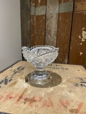 Vintage  Etched Cut Glass Footed Candy Dish Nut Dish Fruit Bowl Punch Jam Jelly