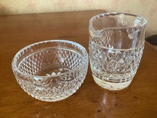 waterford crystal alana pattern creamer jug with & sugar bowl