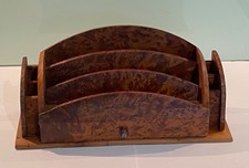 Art Deco Style Thuya Wood 3 Slot Letter Rack With Drawer