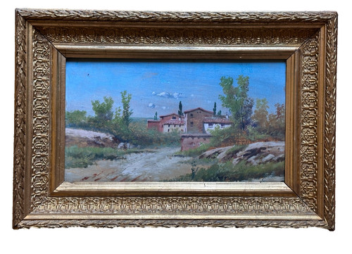 Antique landscape painting - painting, of