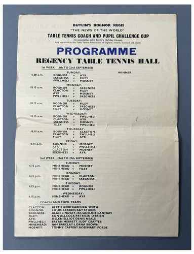 Butlins bognor regis table - bognor,