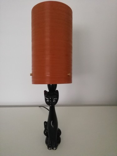 Vintage 50s 60s black - cat, lamp