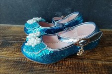 Kids Girls Sparkly Princess Glitter Dance Dress up Shoes Blue uk 1
