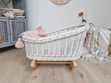 Wicker Doll Cot White with