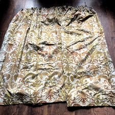 Vintage Damask Style Heavy Silk Gold Pair Of Lined Curtains Sold For Fabric
