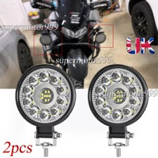 Driving Fog Spot Flood Lights Pair Round LED Motorcycle ATV Offroad Headlight UK