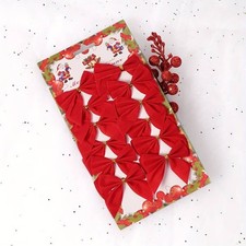 12 x RED VELVET BOWS PACK FOR