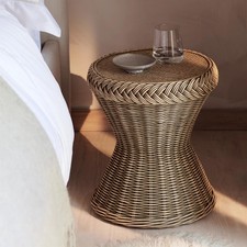 The White Company Cartmel Hourglass Side Table Hand-Crafted Natural Rattan