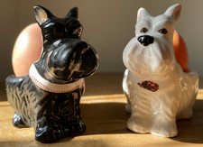 Vintage Black & White Scottie & Paws Scottie Dog  Westies Egg Cup Set BHS