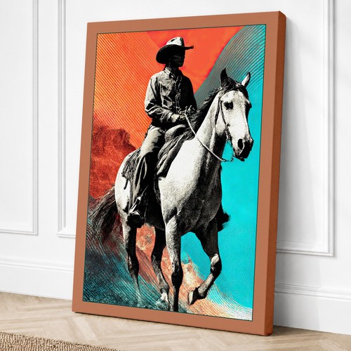 Rider white horse - on, modern