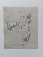 Antique Engraving 1868  Academic Male Portrait Study Plato, Greek Philosopher