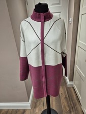 Alice Collins Cardigan Full Zip High Neck Knitted Jerseydusky Pink& Oatmeal Uk18
