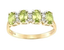 9ct Yellow Gold Peridot & Diamond Eternity Ring sizes J K L M N O P Q R S