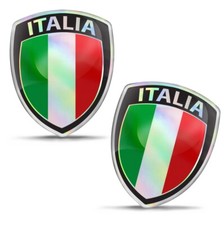 2 Italian Flag Stickers Italy 3D Resin Decal Adhesive Auto Car Moto Helmet Badge