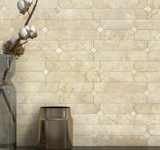 3D Brick Wall Tiles Beige Gold Self Adhesive Marble Mosaic Kitchen Bathroom 10x