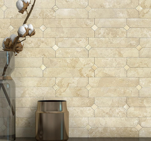 Brick wall tiles beige gold - beige,