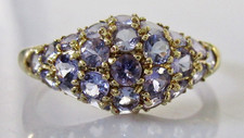 9ct Gold Ring - Ex QVC 9ct Yellow Gold Multi Tanzanite Cluster Ring Size Q