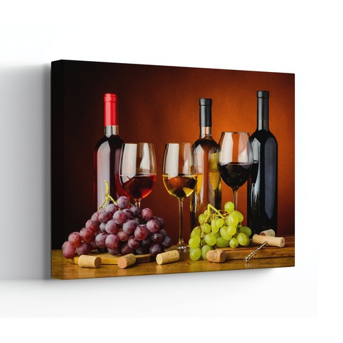 Grapes and wine canvas print - and,