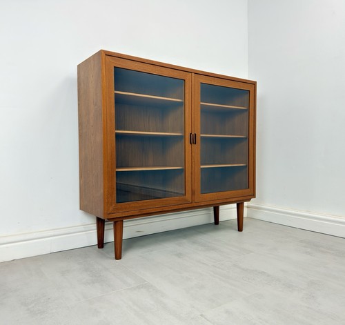 Danish teak glazed bookcase - danish,