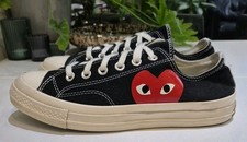 CONVERSE X COMME DES GARCONS LOW PLAY. MENS SIZE 8 UK. BLACK/RD/WHT 