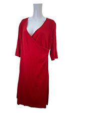 POMPOOS Wrap Dress Size XL 18 Red 3/4 Sleeve Stretch V-Neck Womens EU46