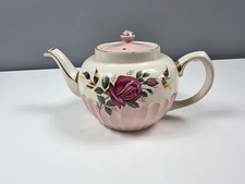 Vintage SADLER Teapot With Rose Decoration - Two Small Chips - Some Gilt Wear