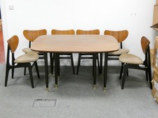 G Plan Librenza Drop Leaf Dining Table & 6 Butterfly Chairs Tola & Black