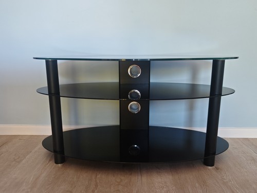 Black oval glass tiered tv - oval,