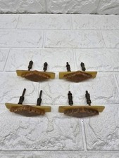 Set Of 4 Art Deco Drawer Pull Handles 8cm Long Beige Brown Diamond Phenolic 