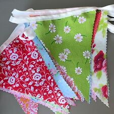 HANDMADE FABRIC BUNTING.Vintage florals,ginghams.Weddings banners.Rainbow,white.