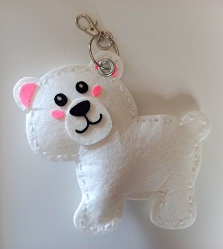White felt polar bear animal - white,