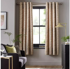 Jacquard Eyelet Curtains Pair