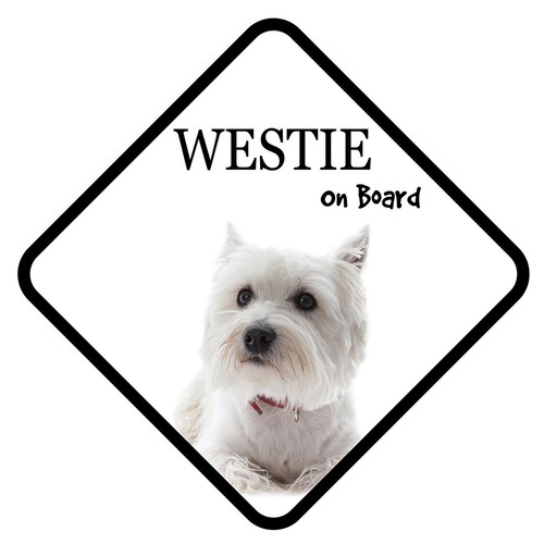 Westie dog board car sign - dog,