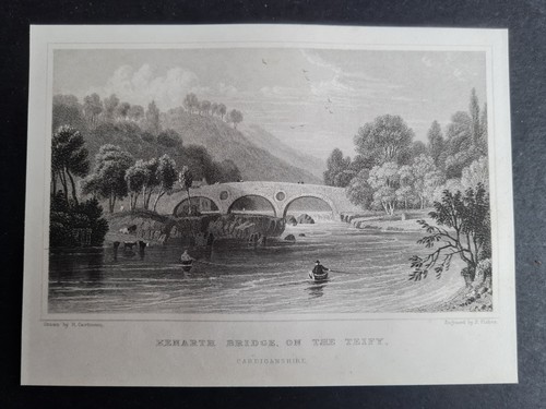 Antique 1851 print cenarth - antique,