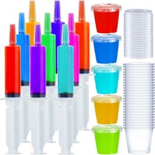 100 Pack Jello Shot Syringes with Caps, Jello shots Cups with Lids Set Drink ...