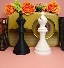 3D Printed Large Chess Piece Bishop Ornaments| Black & White Bookshelf Decor