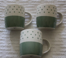 3 x DOT NEW BONE MUGS - GREEN