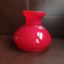 Vintage Oil Lamp Shade Lampshade Red Cased Glass 4" Tall