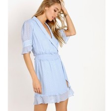 For Love & Lemons X Jamie King La Karla Swiss Dot Mini Dress Blue Size L