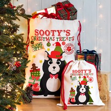 Personalised Cat Christmas Sack Black & White Kitten Treat Bag Stocking CCS01