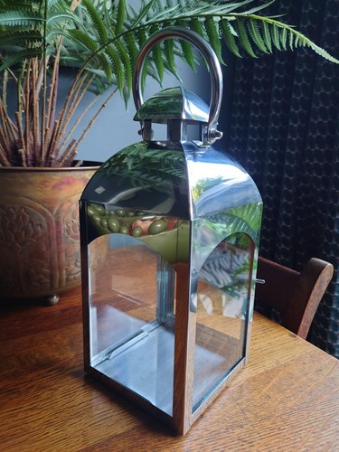 Silver metal lantern - metal,